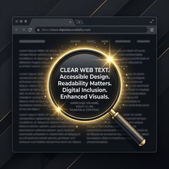 Szkło powiększające ze złotym poblaskiem, wyodrębniające ostrość z rozmazanej strony internetowej.