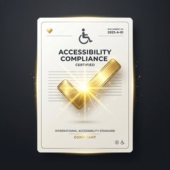 Dokument przedstawiający symbol osoby niepełnosprawnej ze złotym znacznikiem akceptacji.
